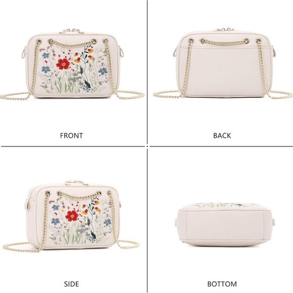 Convertible Leather Crossbody Bag for Women - Floral Design & RFID Protection - Picture 6 of 9